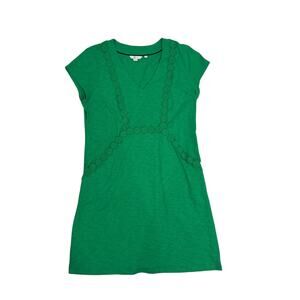 Boden Emerald Green Jersey Knit Dress Embroidered | Size 12